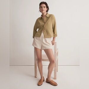 Madewell Quilted Crop Shirt-Jacket medium Muted Olive